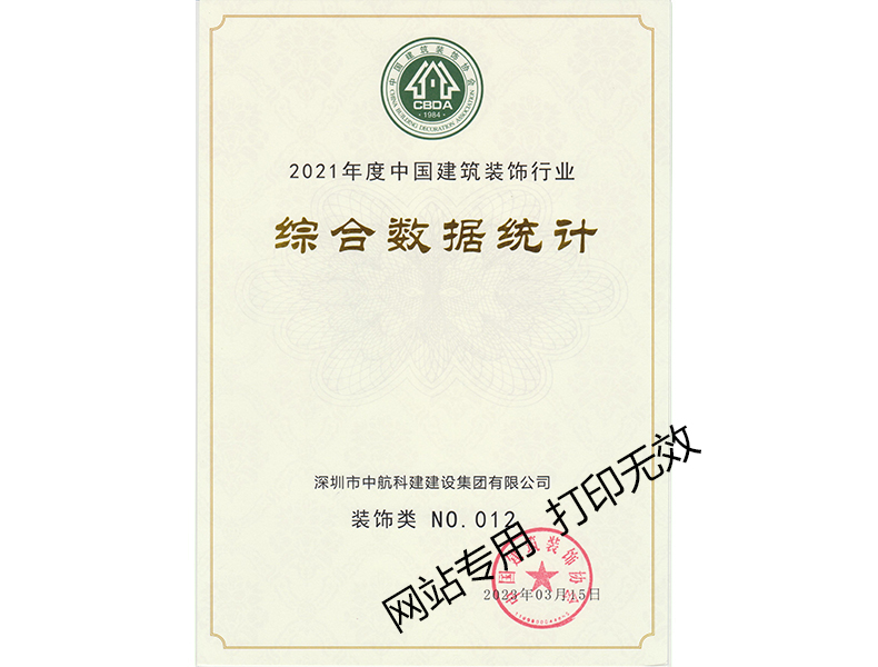 2021年度中国建筑装饰行业综合数据统计--装饰类